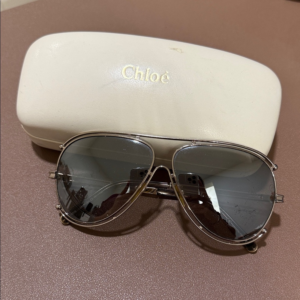 Chloe Silver Aviator Sunglasses